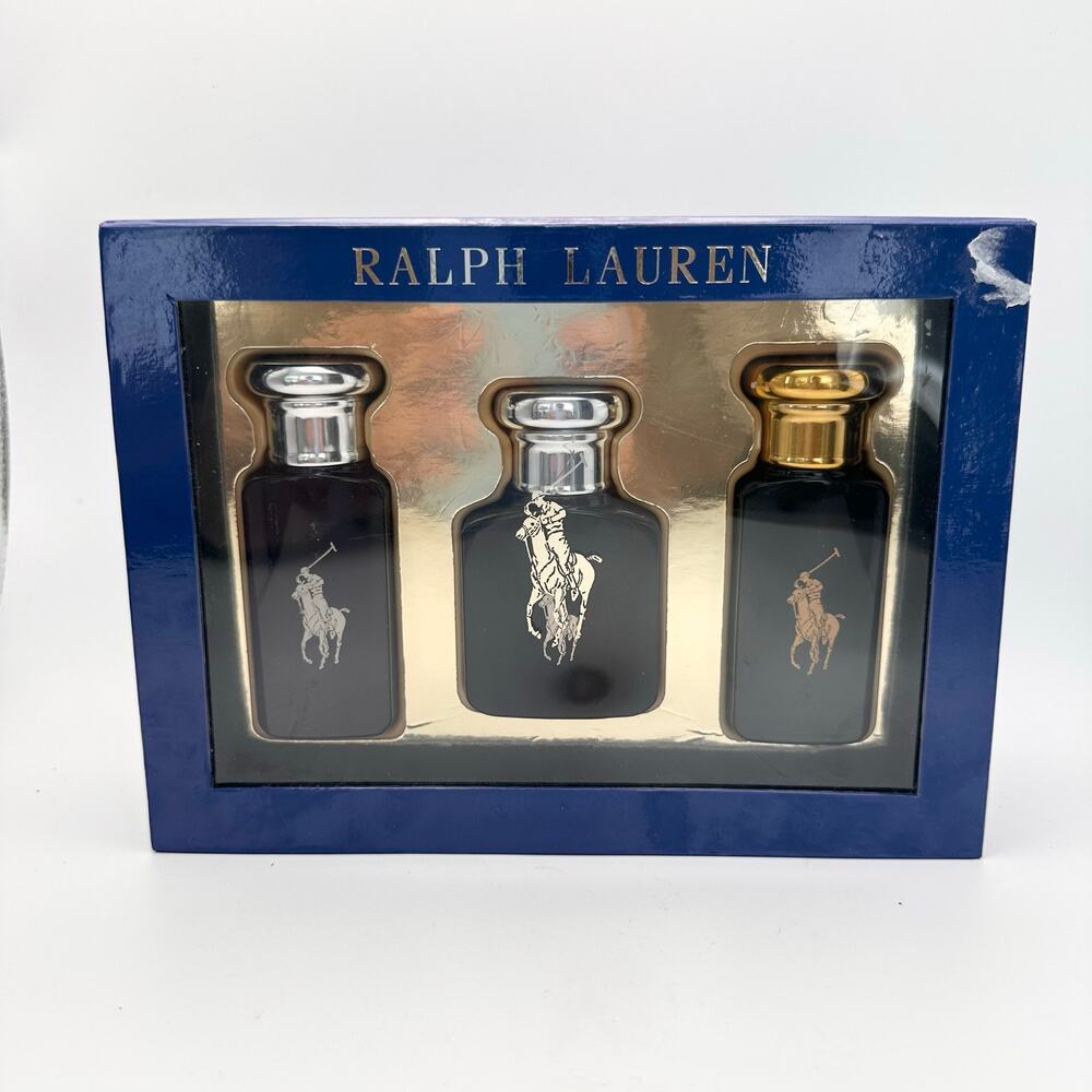 Ralph Lauren Polo 3 Men Fragrance Black Blue Green Box Gift Set Travel New